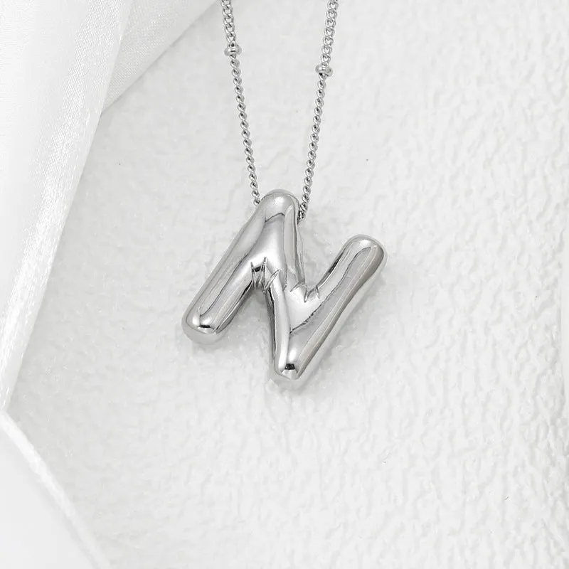 Bubble Letter Pendant Necklace M-Z