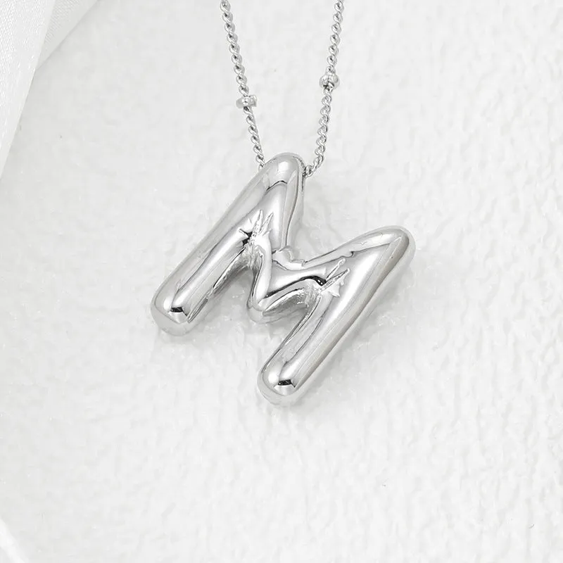 Bubble Letter Pendant Necklace M-Z