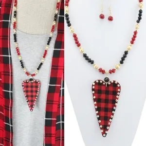 Buffalo plaid heart necklace   Ships 1/7