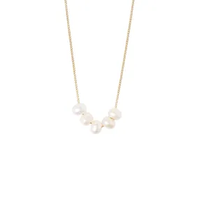 Chan Luu White Floating Multi Freshwater Pearl Pendant Necklace in Gold