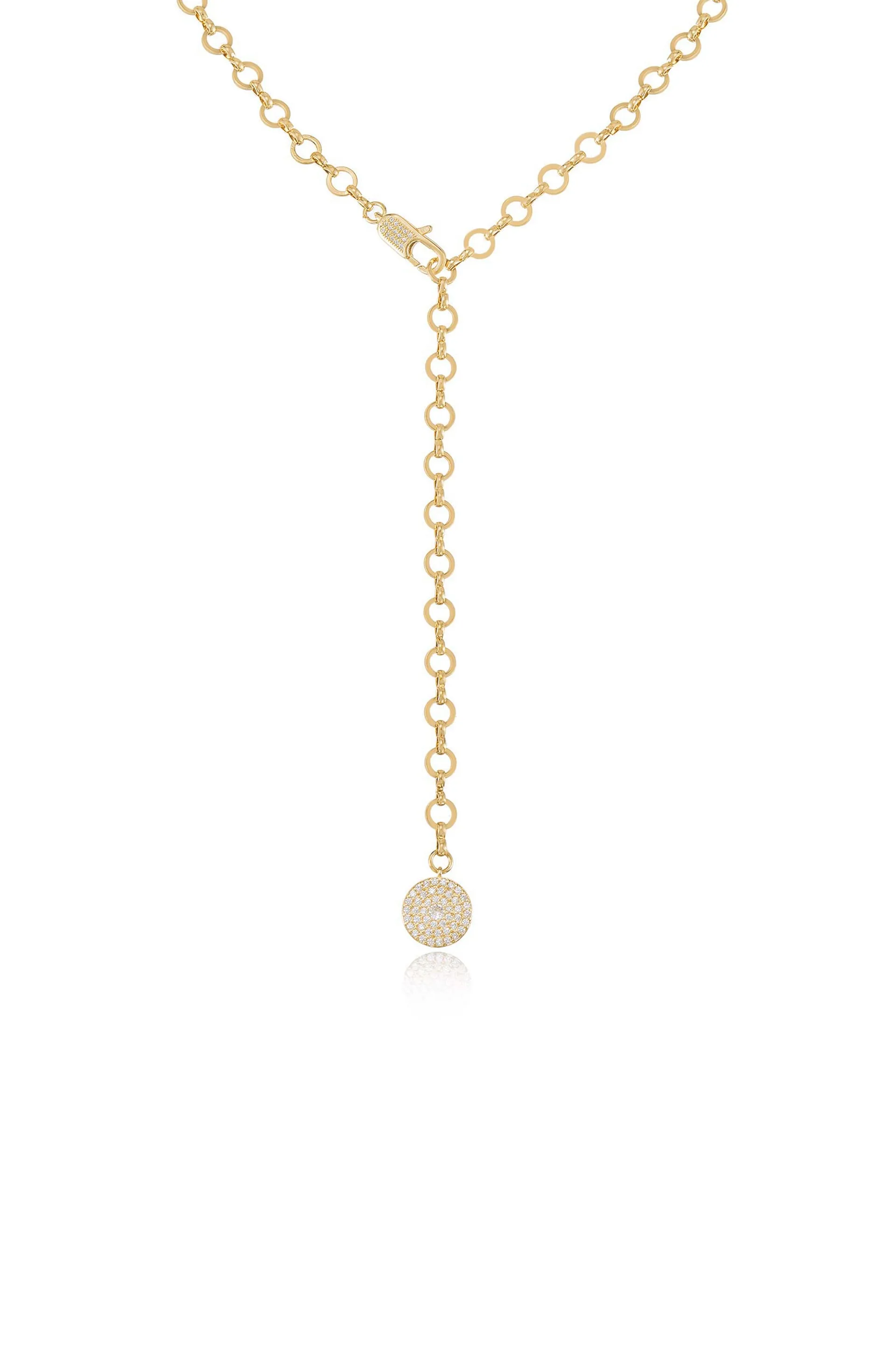 Circle Chain Adjustable 18k Gold Plated Lariat Necklace