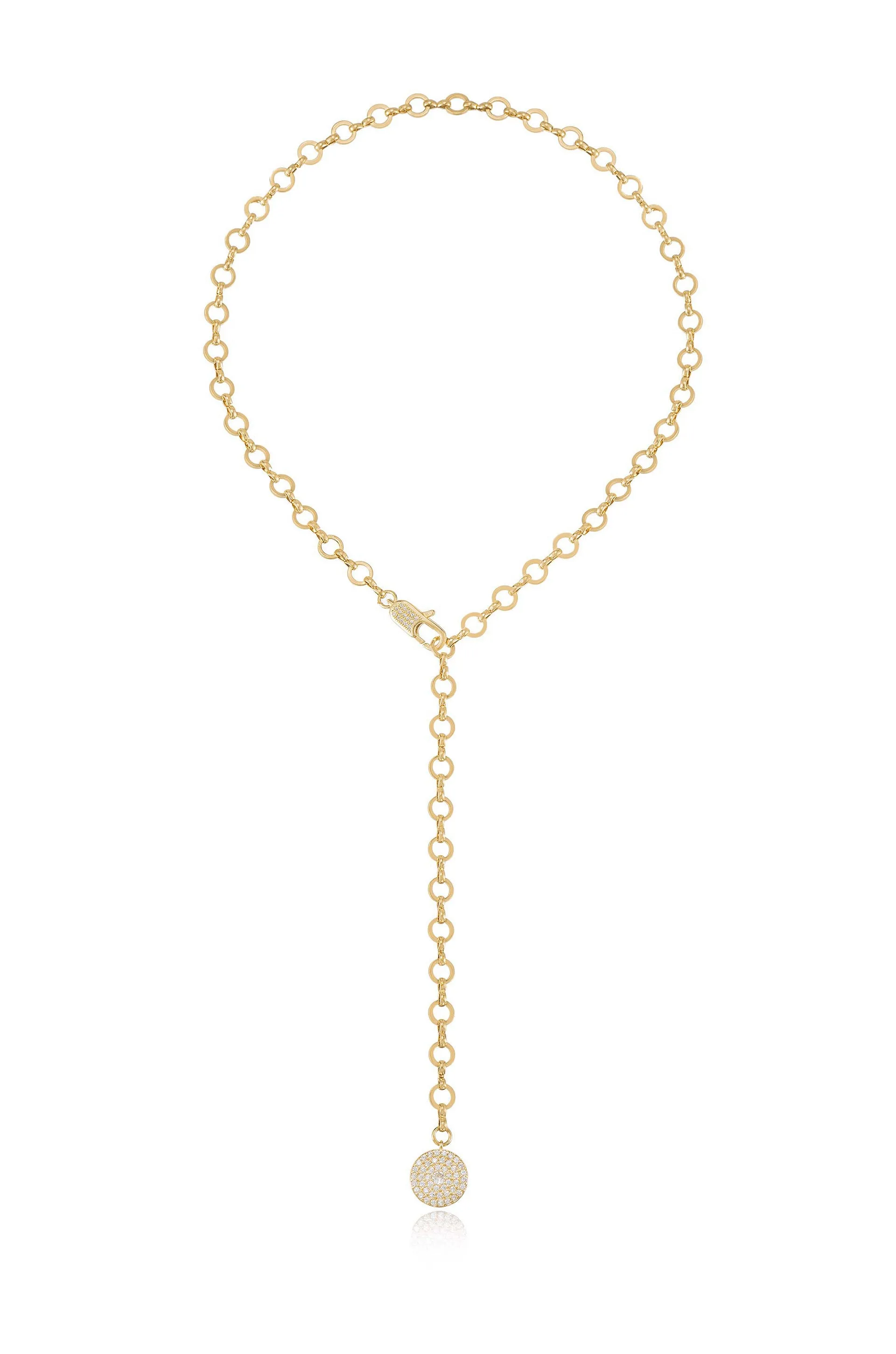 Circle Chain Adjustable 18k Gold Plated Lariat Necklace