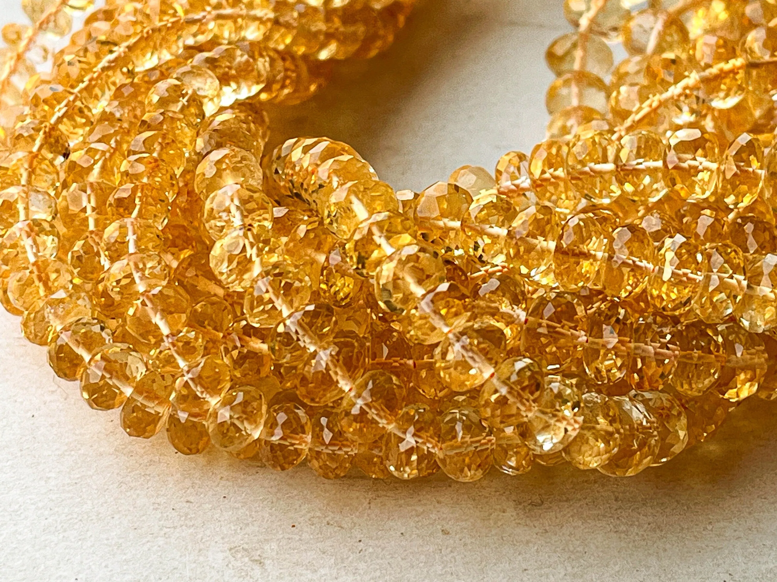 Citrine Faceted Rondelle Shape Beads