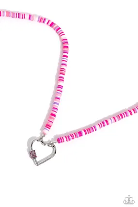 Clearly Carabiner Pink Heart Necklace - Paparazzi Accessories