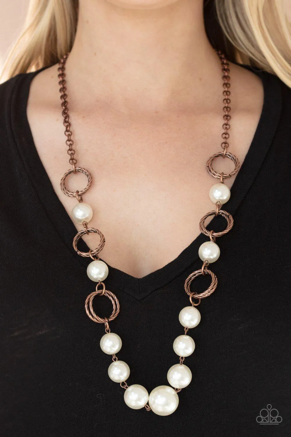 COUNTESS Me In Copper and White Pearl Necklace - Paparazzi Accessories