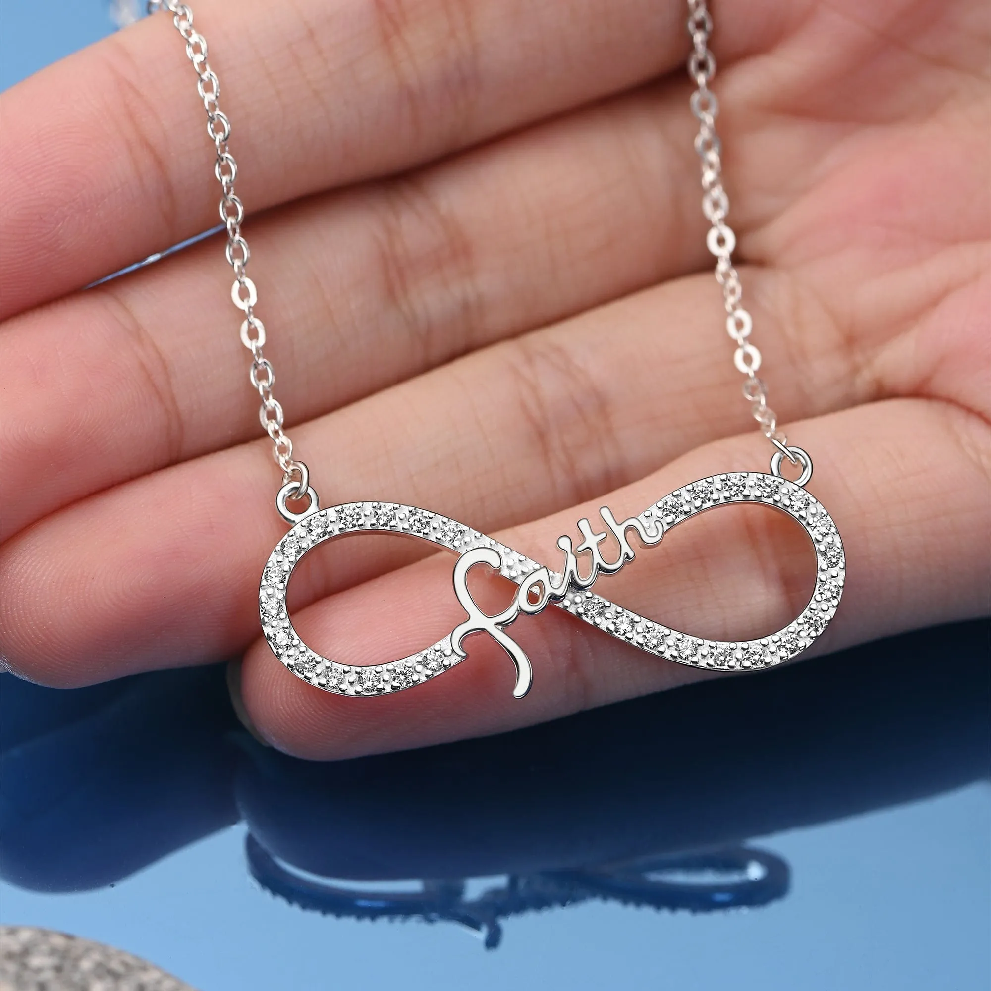 CZ Infinity Jewelry Faith Necklace Silver