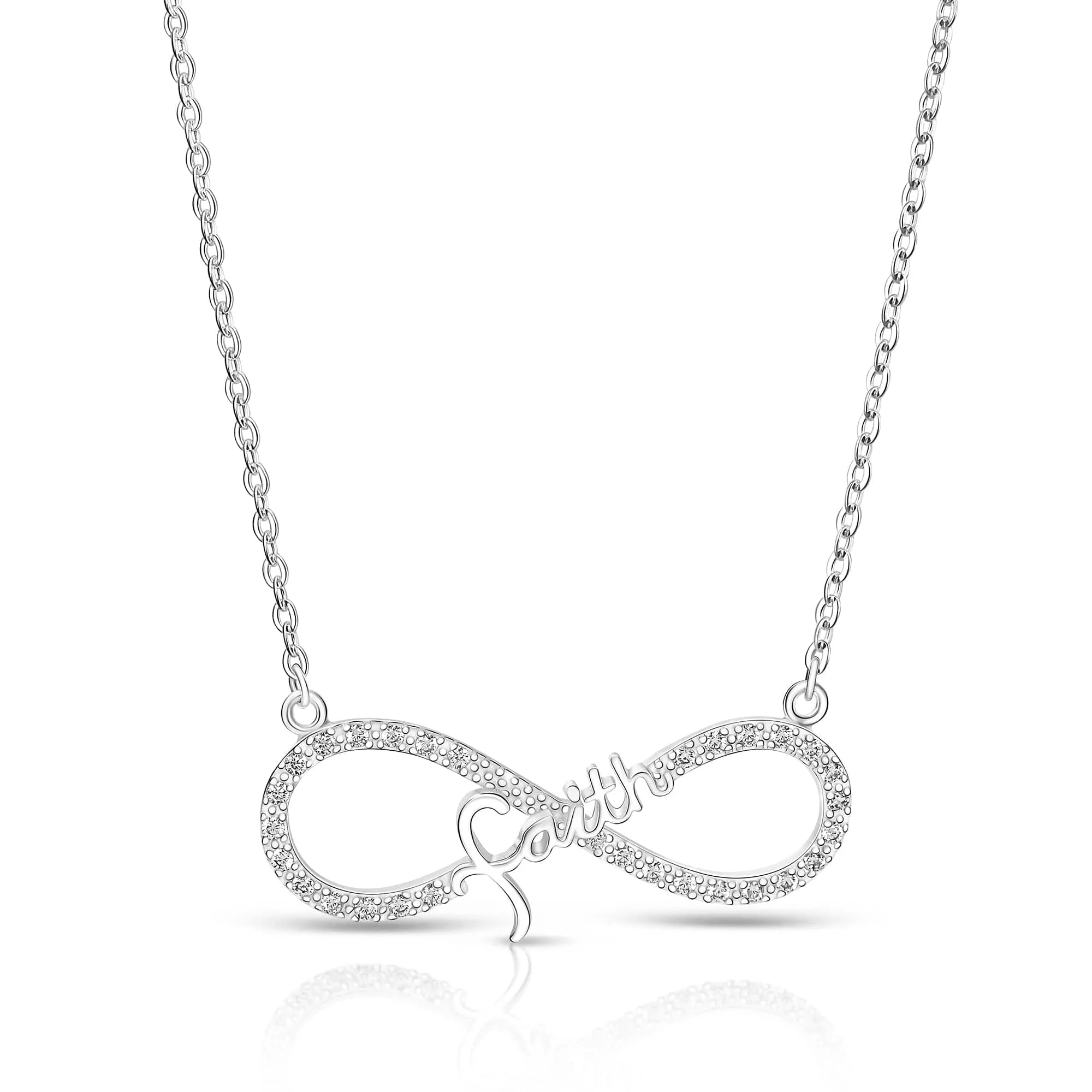 CZ Infinity Jewelry Faith Necklace Silver