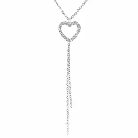 CZ Open Heart Necklace Sterling Silver