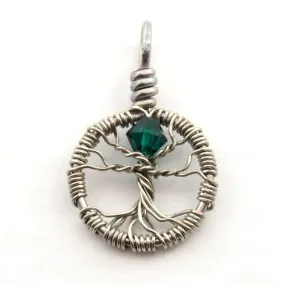 Delicate Emerald Crystal Tree of Life Pendant ~ May Birthstone