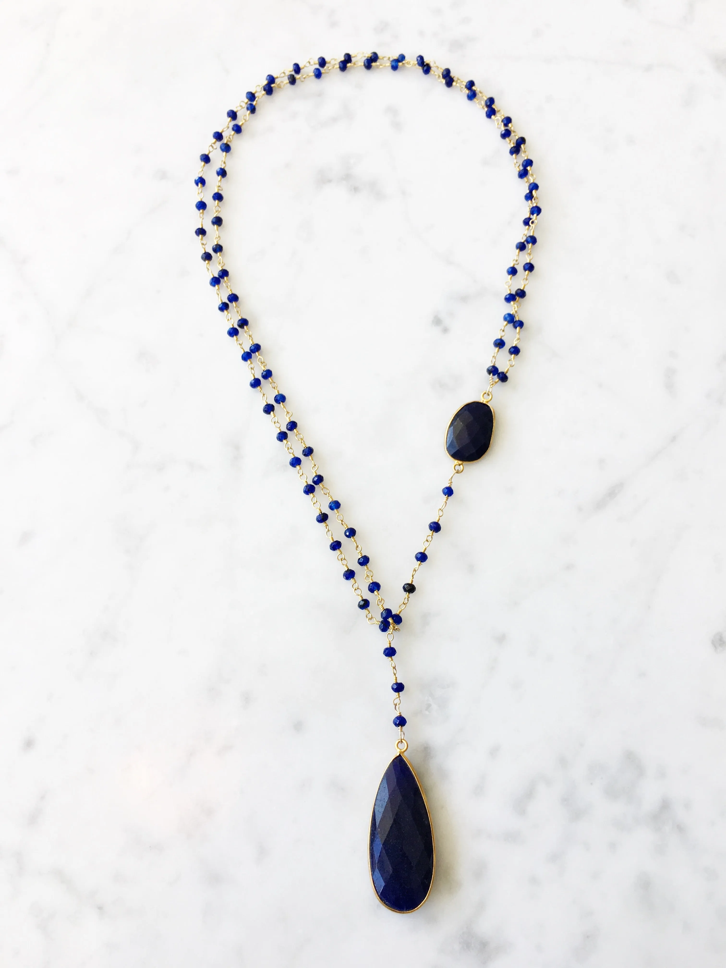 Diana Montecito Necklace in Sapphire with Sapphire Drop