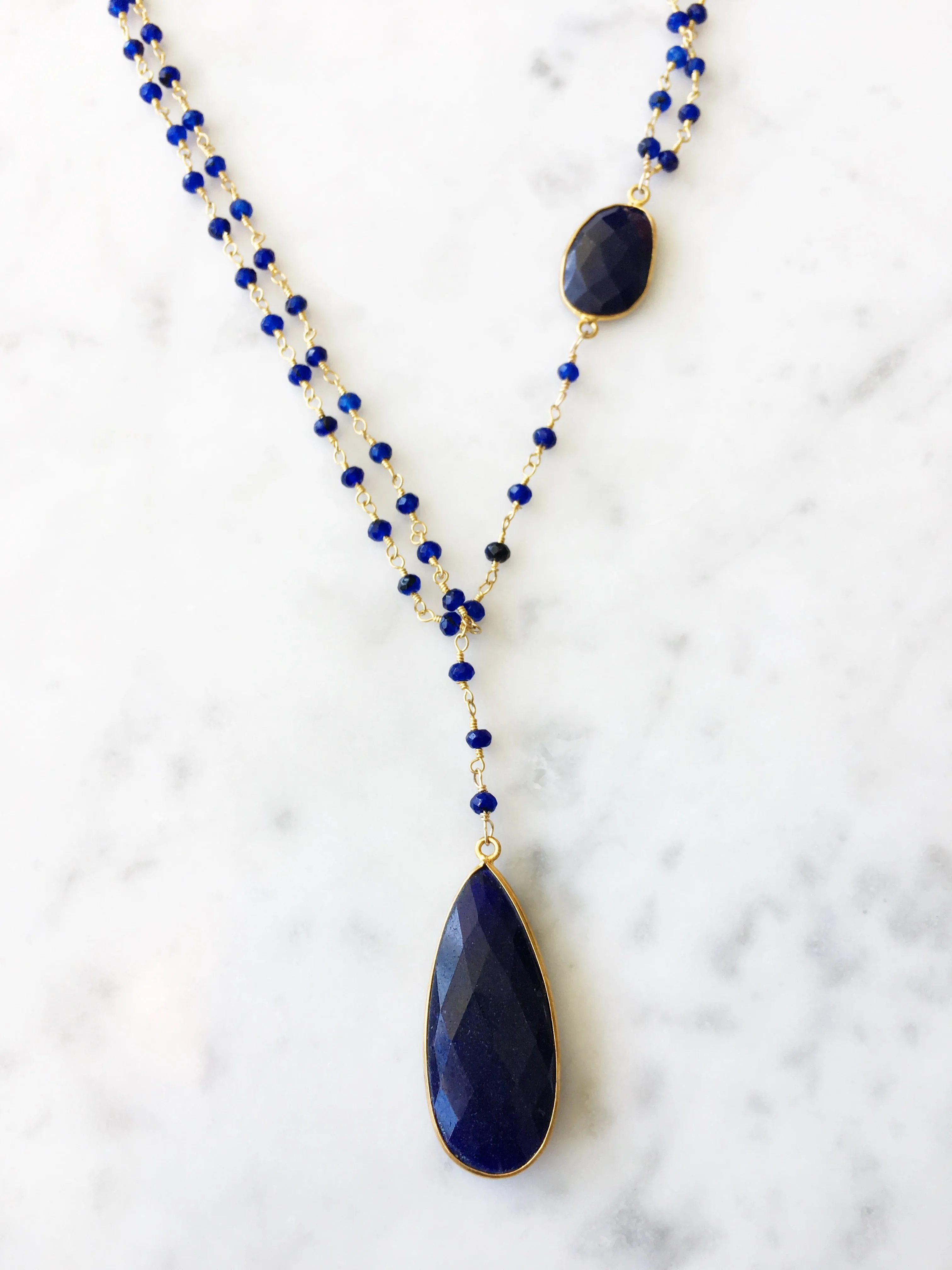 Diana Montecito Necklace in Sapphire with Sapphire Drop