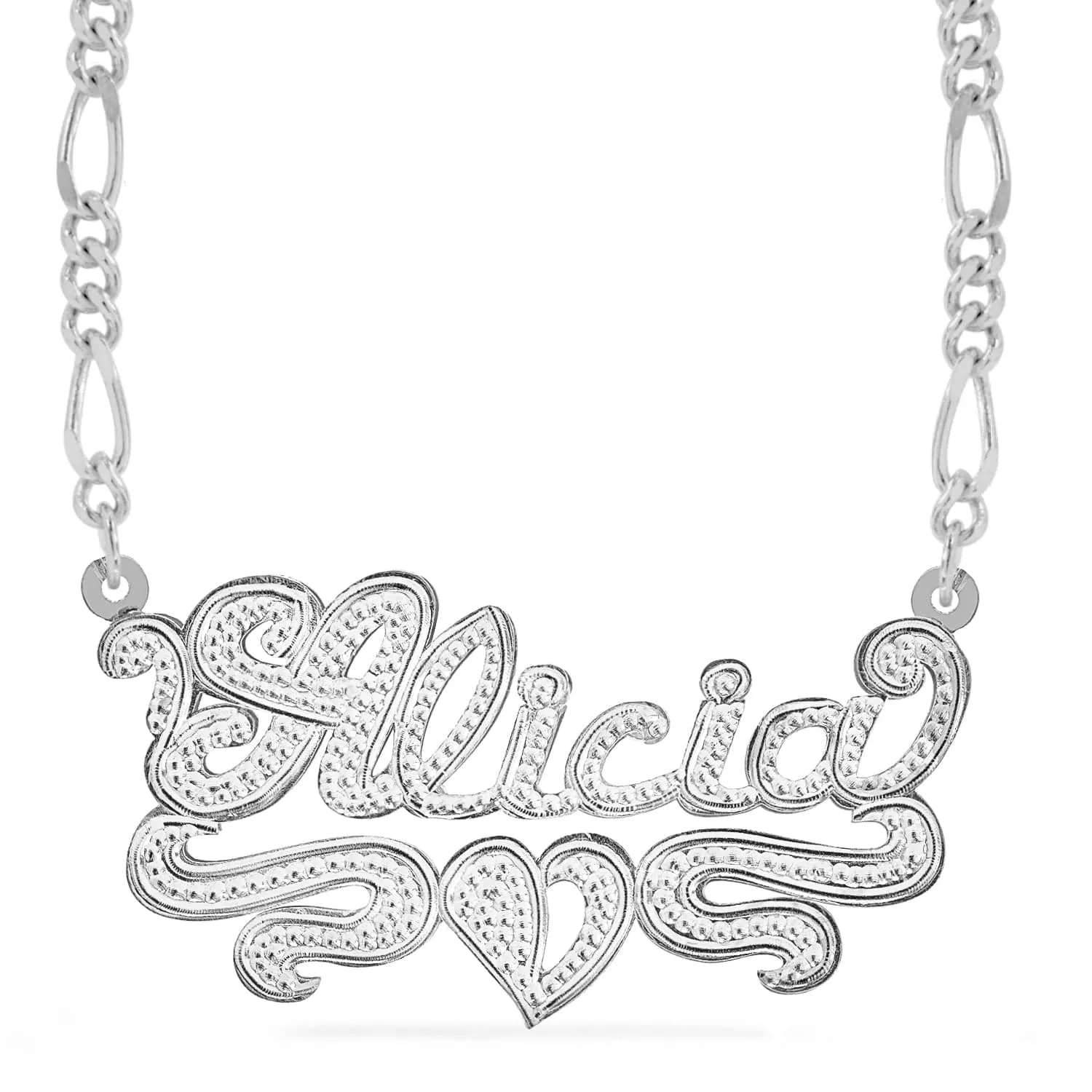 Double Plated Name Necklace Alicia with Figaro chain