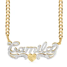 Double Plated Name Necklace Camila with Cuban chain