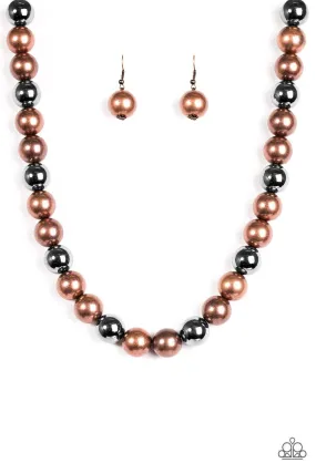 Downtown Drama Gunmetal and Copper Pearl Necklace - Paparazzi Accessories