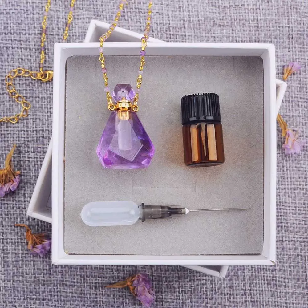 Dreamer Gemstone Gold Perfume Bottle Necklace