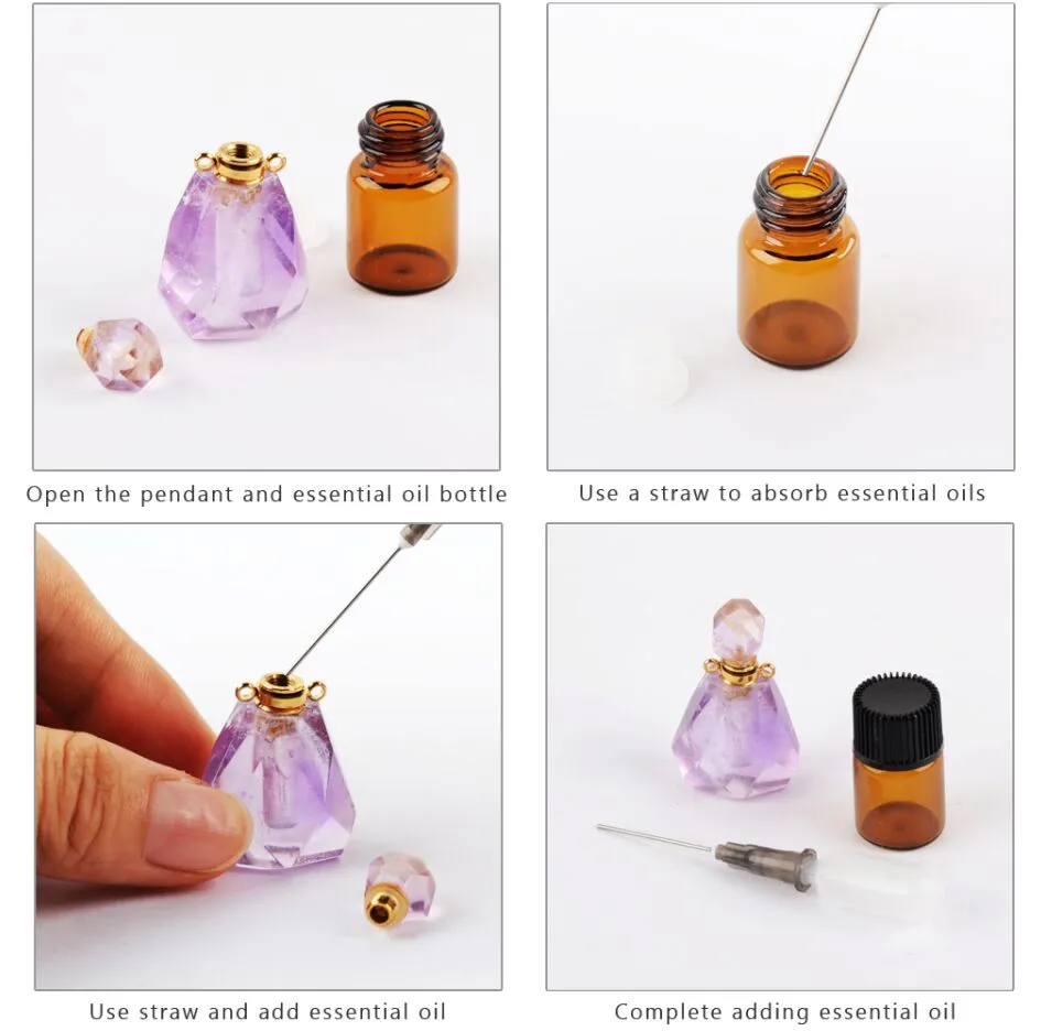 Dreamer Gemstone Gold Perfume Bottle Necklace