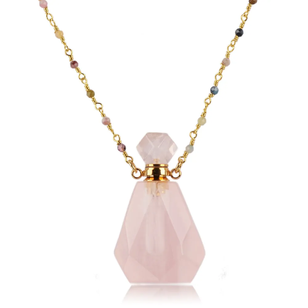 Dreamer Gemstone Gold Perfume Bottle Necklace