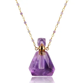 Dreamer Gemstone Gold Perfume Bottle Necklace