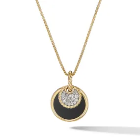 DY Elements Small Convertible Pendant Necklace in 18K Yellow Gold with Black Onyx and Mother of Pearl and Pave Diamonds