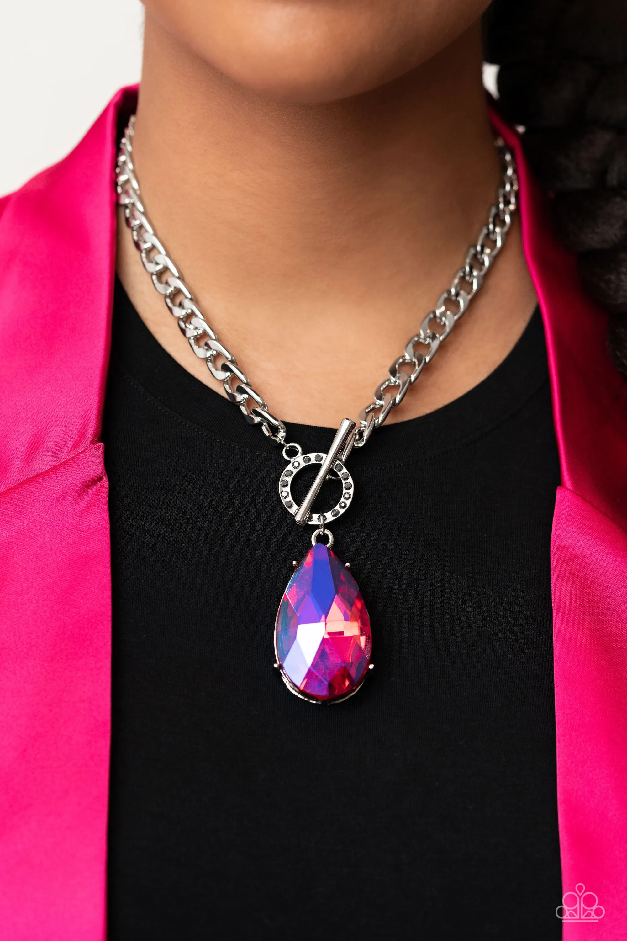 Edgy Exaggeration Pink-Necklace