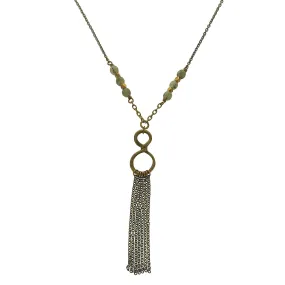 Edgy Petal Long Chain Infinity Tassel Labradorite Necklace