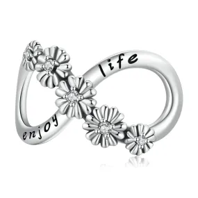 Enjoy Life Infinity Symbol Daisy Charm 925 Sterling Silver