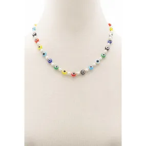 Evil Eye Pearl Bead Necklace