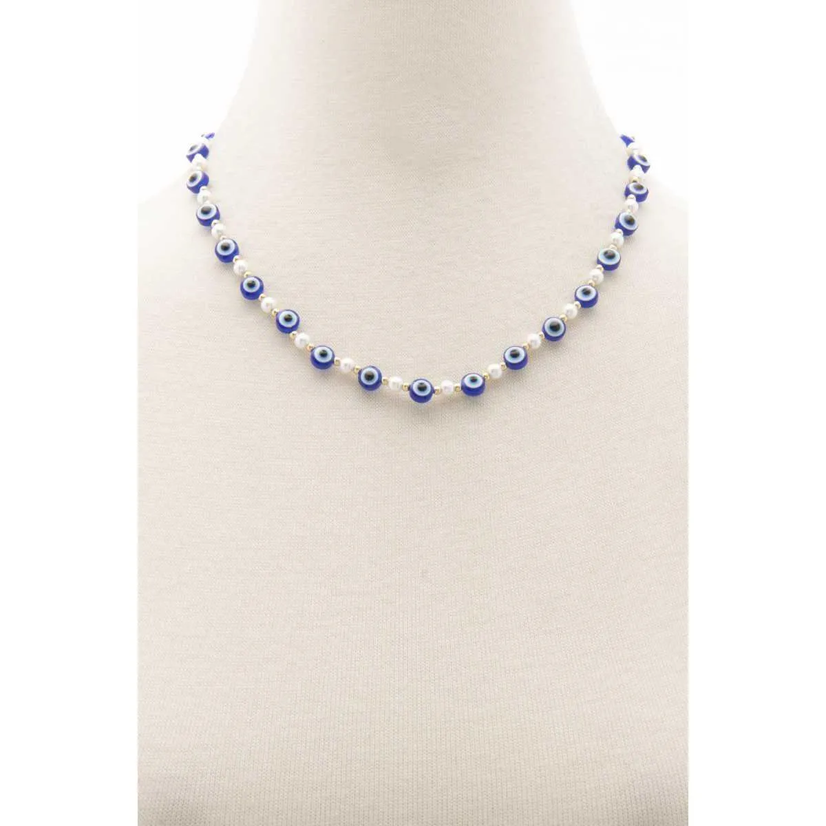 Evil Eye Pearl Bead Necklace