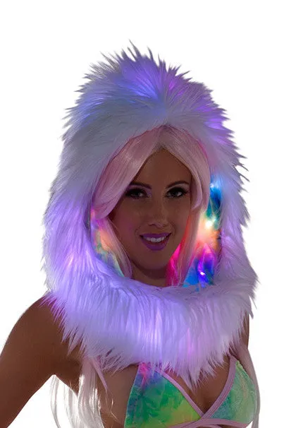 FF440 - Light-Up Faux Fur Infinity Hood with Printed Fabric Lining