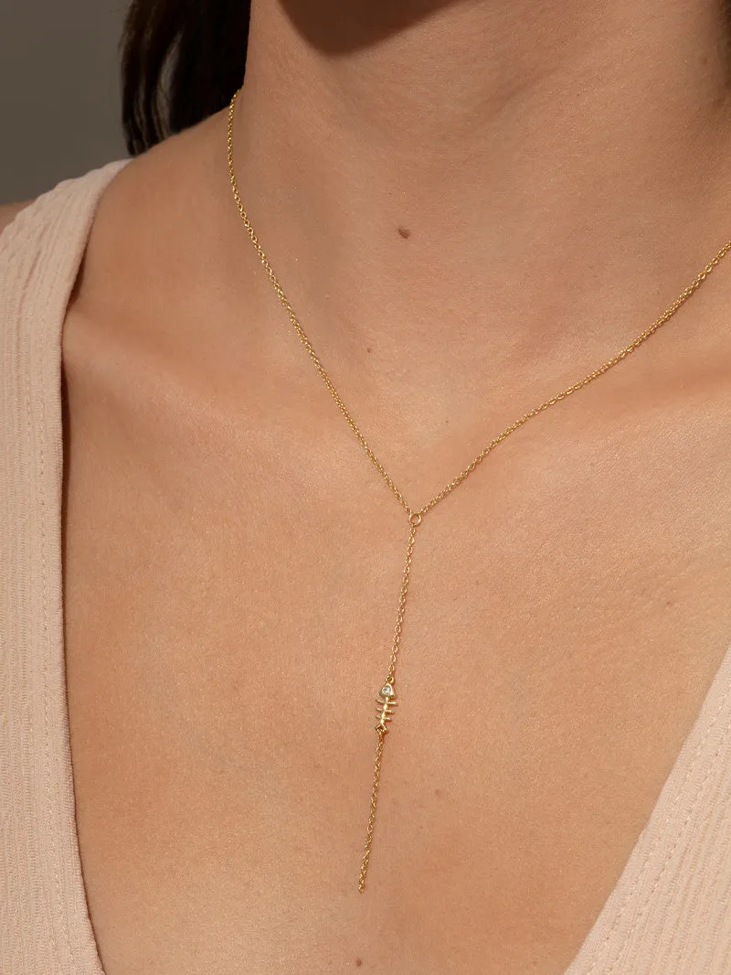 Fish Bone Lariat Necklace