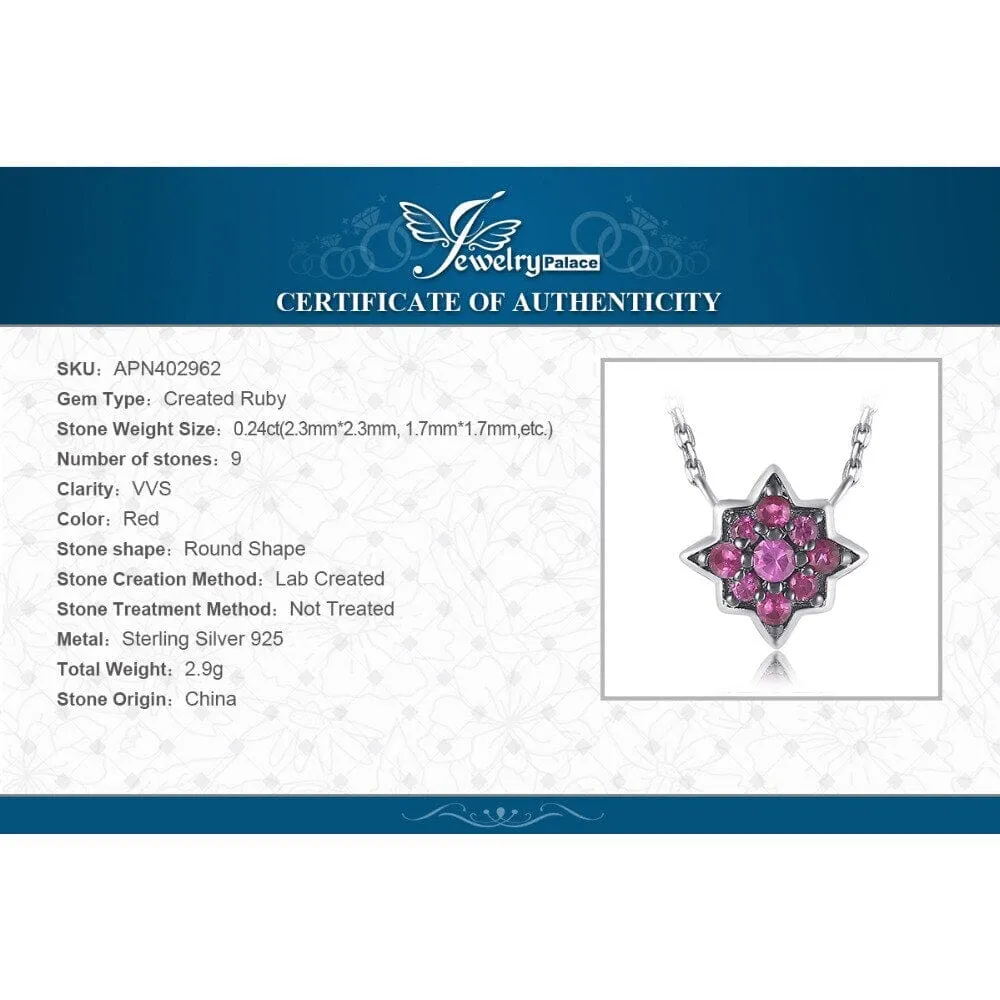 Flower Pink Ruby 925 Sterling Silver Pendant Necklace