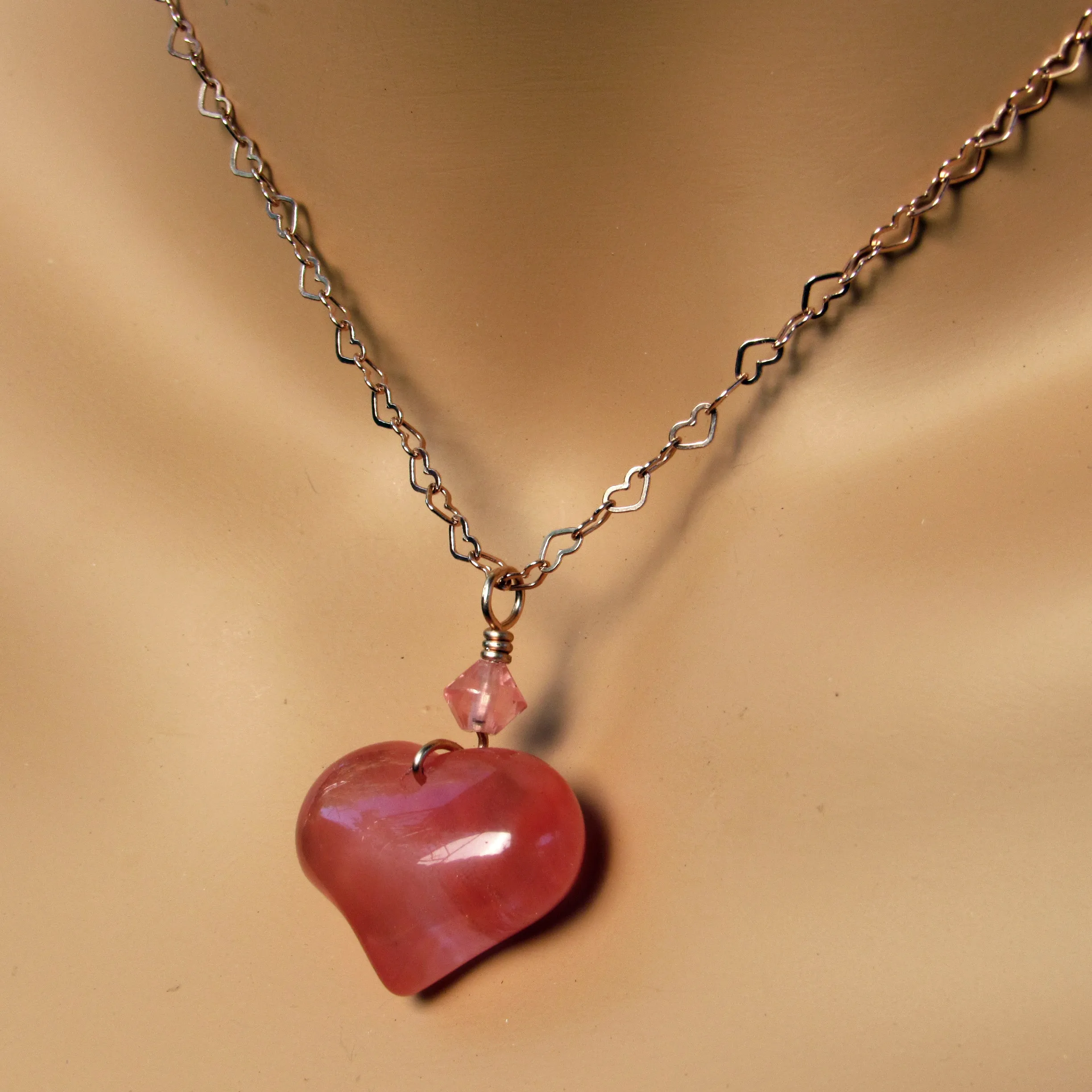 Gemstone Heart Pendants on Chain