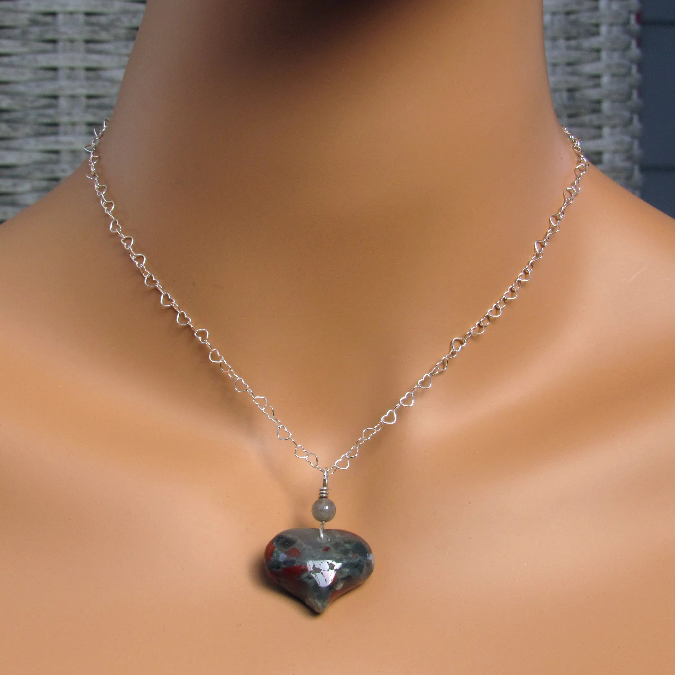 Gemstone Heart Pendants on Chain