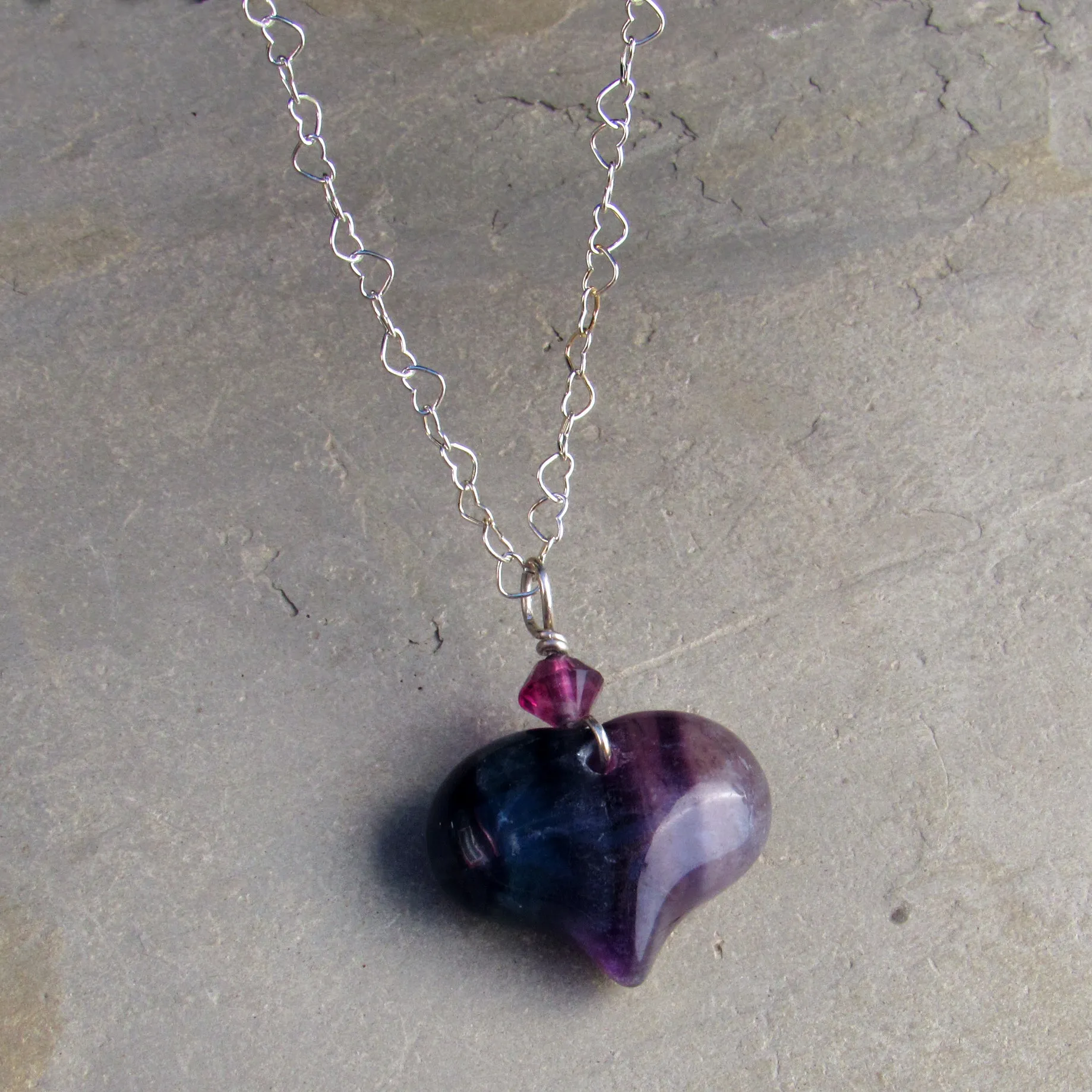 Gemstone Heart Pendants on Chain