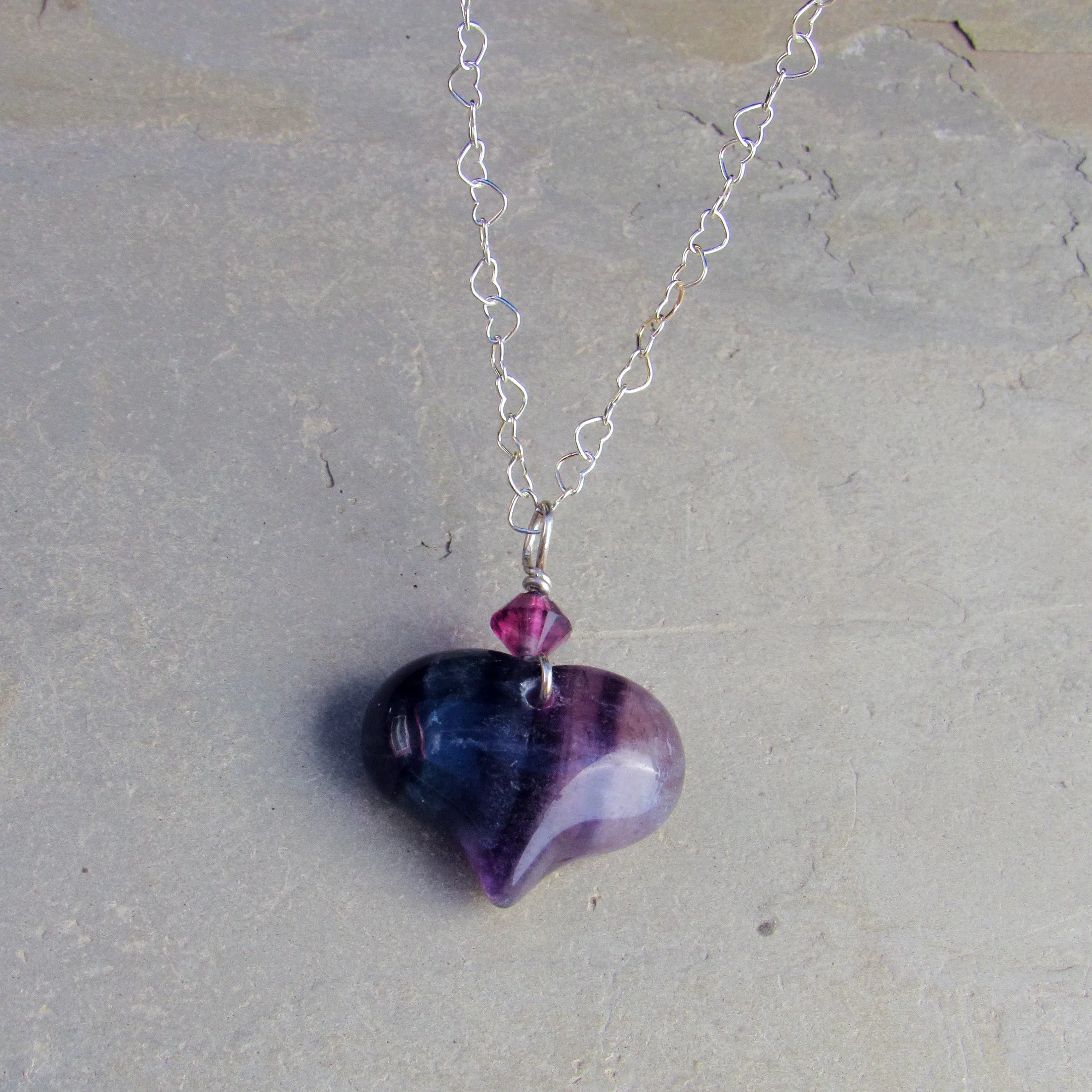 Gemstone Heart Pendants on Chain