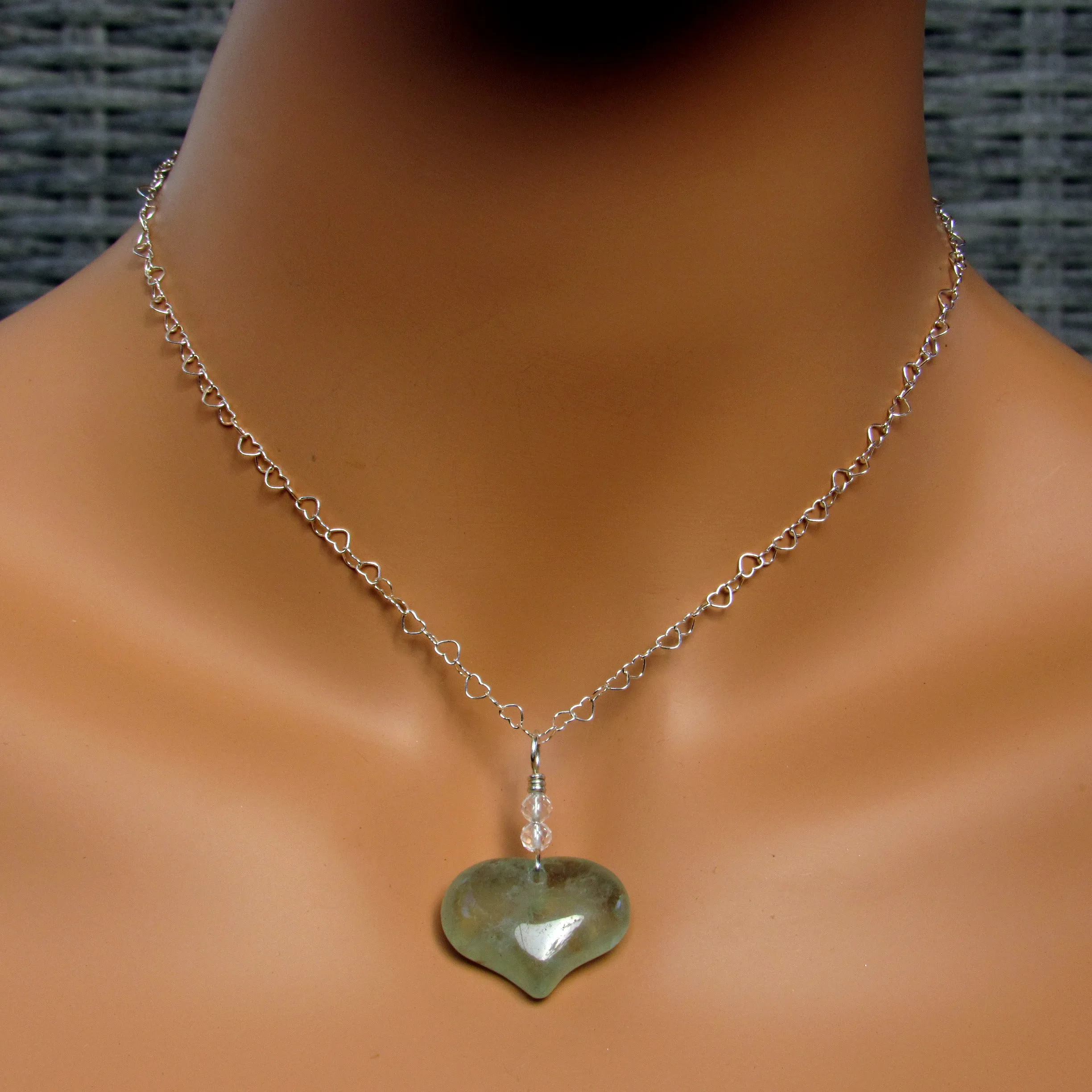 Gemstone Heart Pendants on Chain