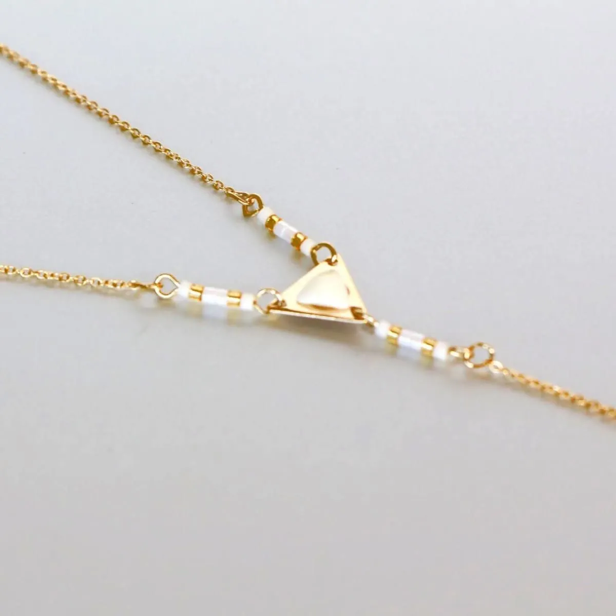 Gold And Black Necklace, Y And Lariat Necklace, Triangle Charm Necklace Minimalist Necklace, Dainty Chain Necklace, Gift Necklace, MN86