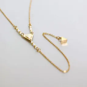 Gold And Black Necklace, Y And Lariat Necklace, Triangle Charm Necklace Minimalist Necklace, Dainty Chain Necklace, Gift Necklace, MN86