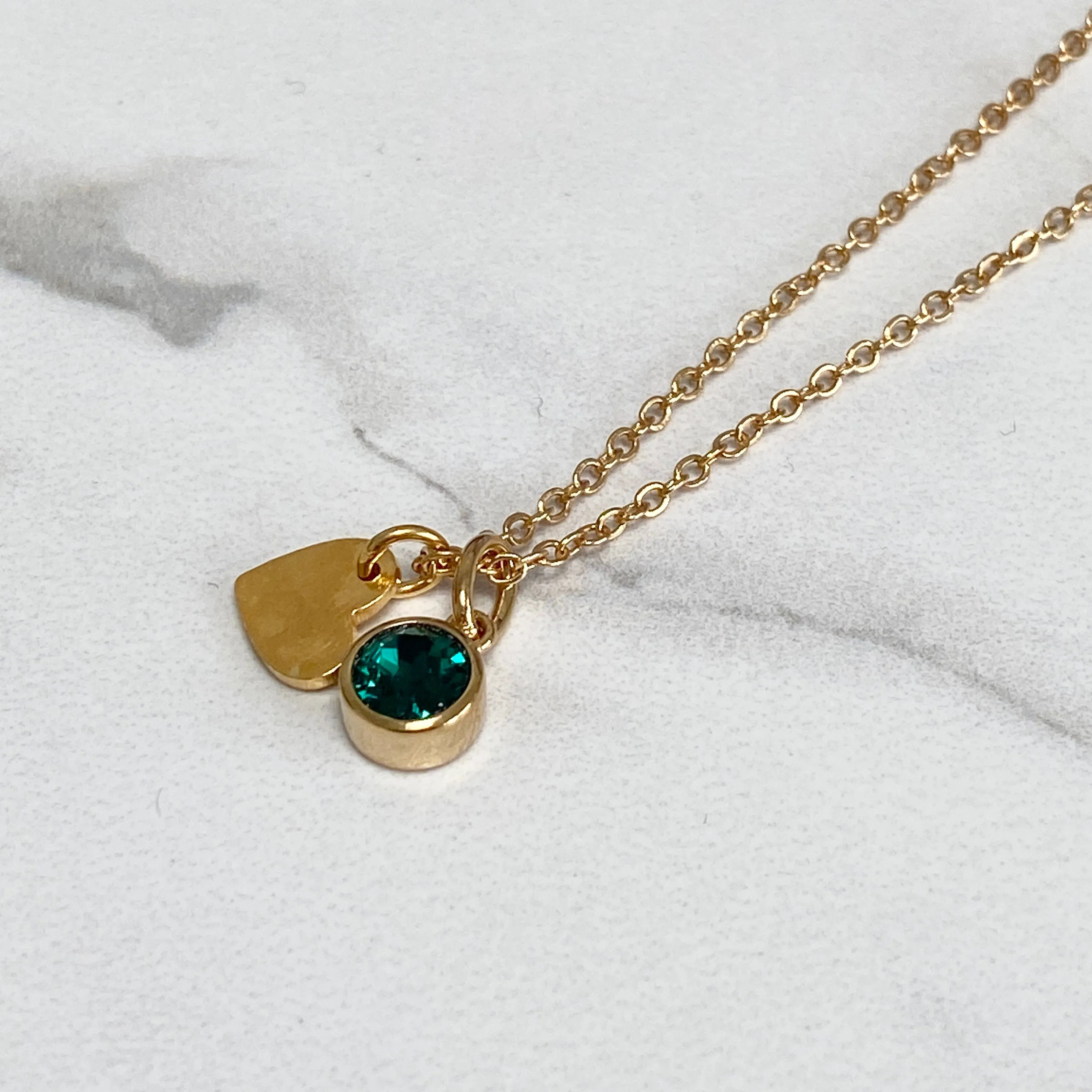 Gold  Heart Birthstone Necklace