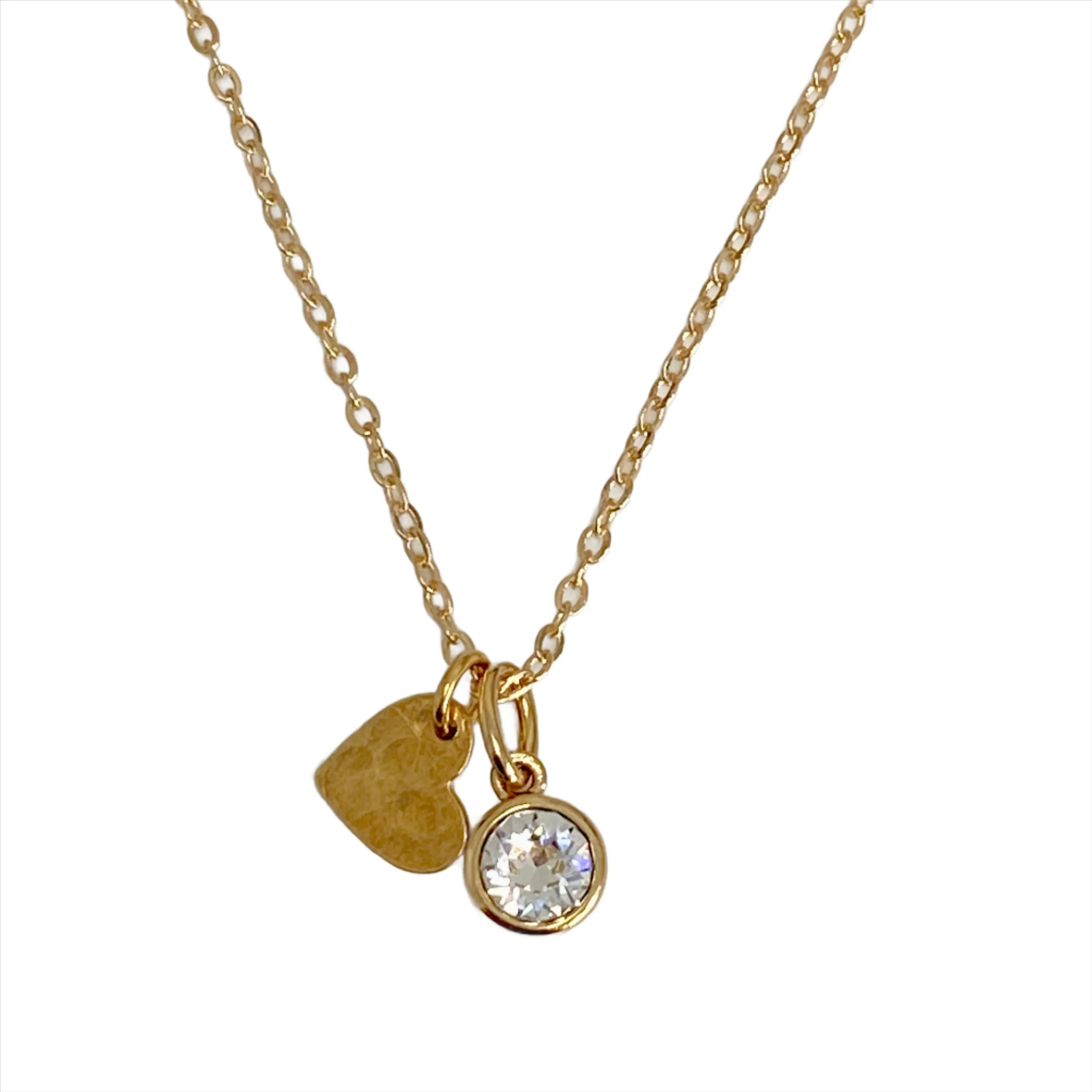 Gold  Heart Birthstone Necklace