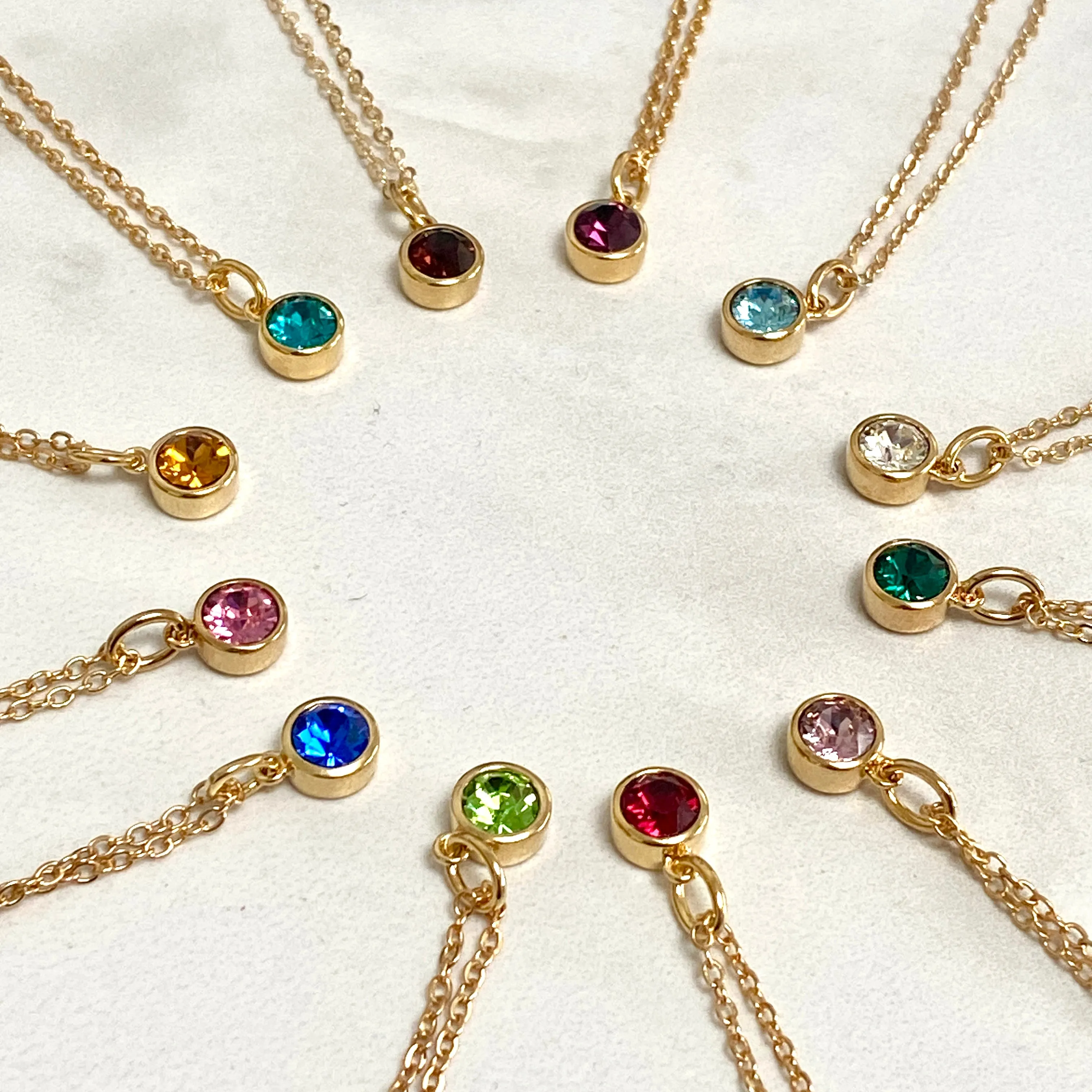 Gold  Heart Birthstone Necklace