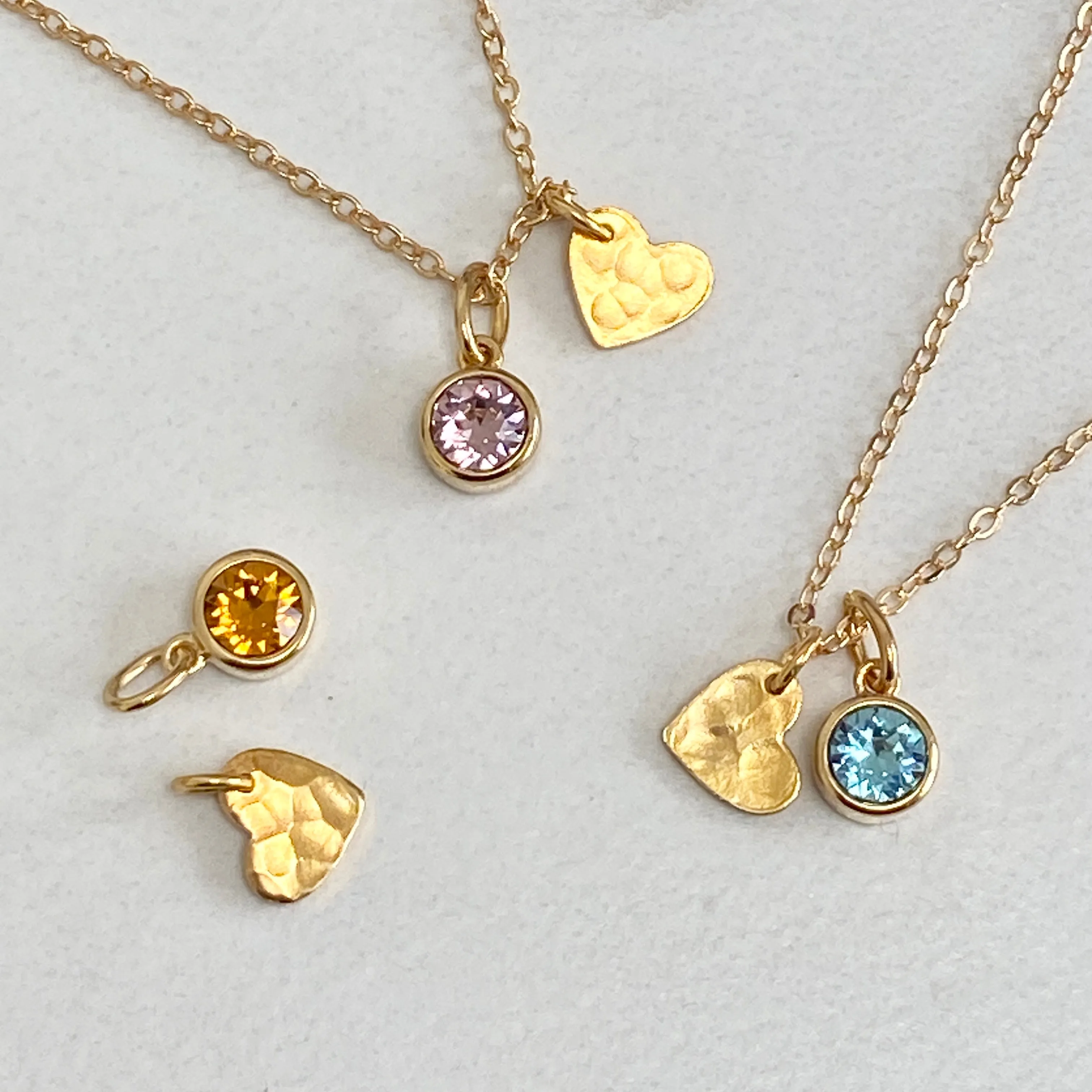 Gold  Heart Birthstone Necklace