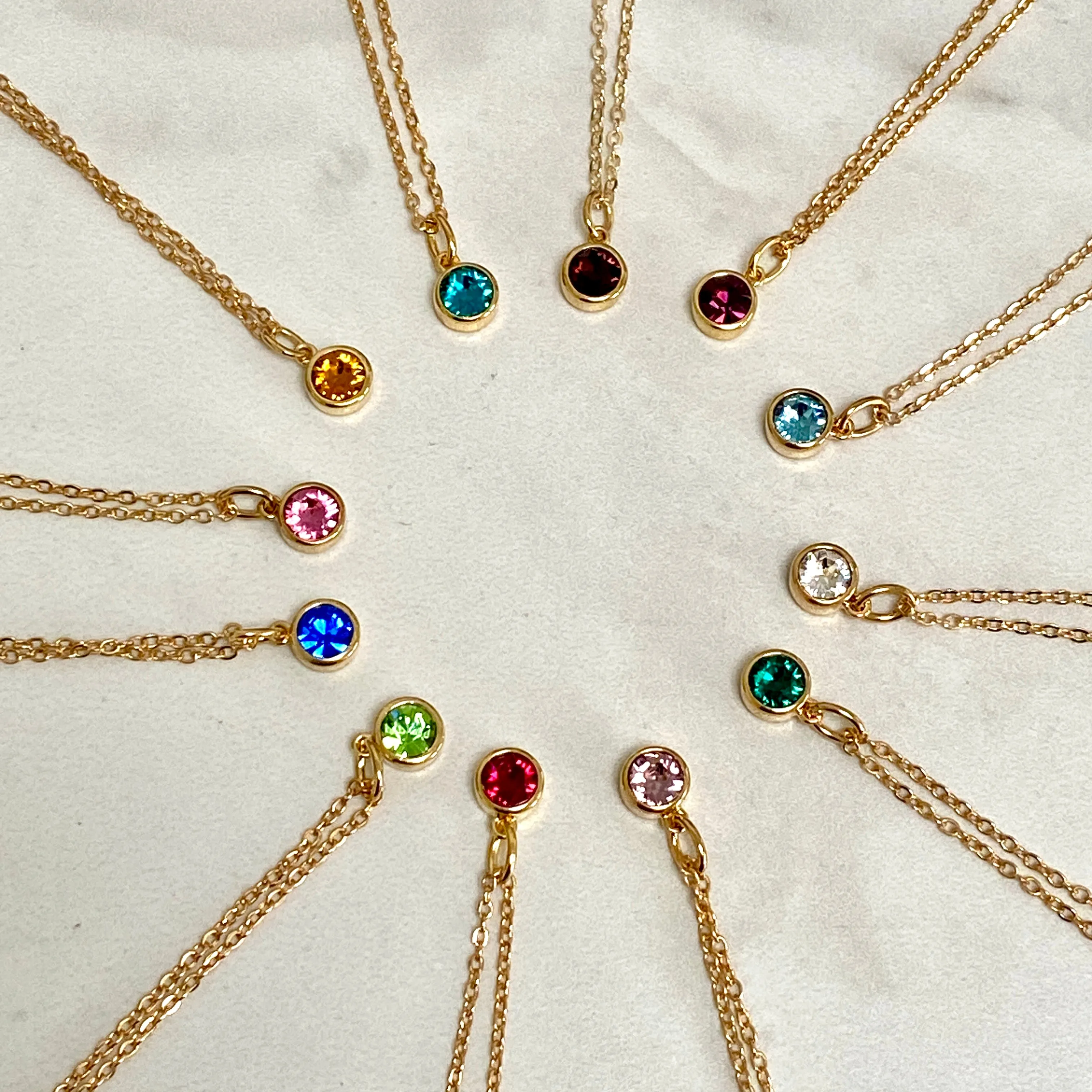 Gold  Heart Birthstone Necklace