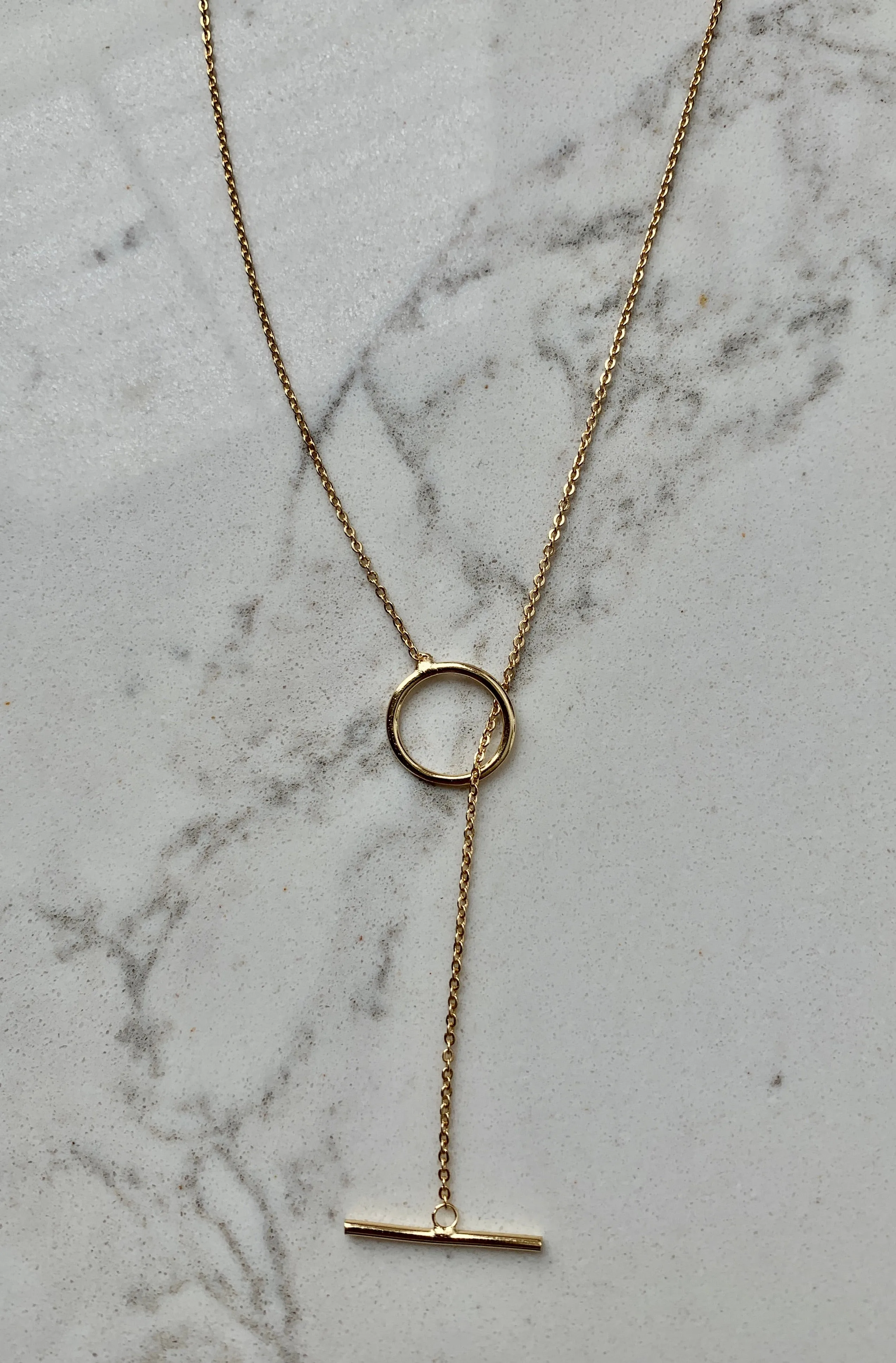 Gold Lariat Chain Necklace