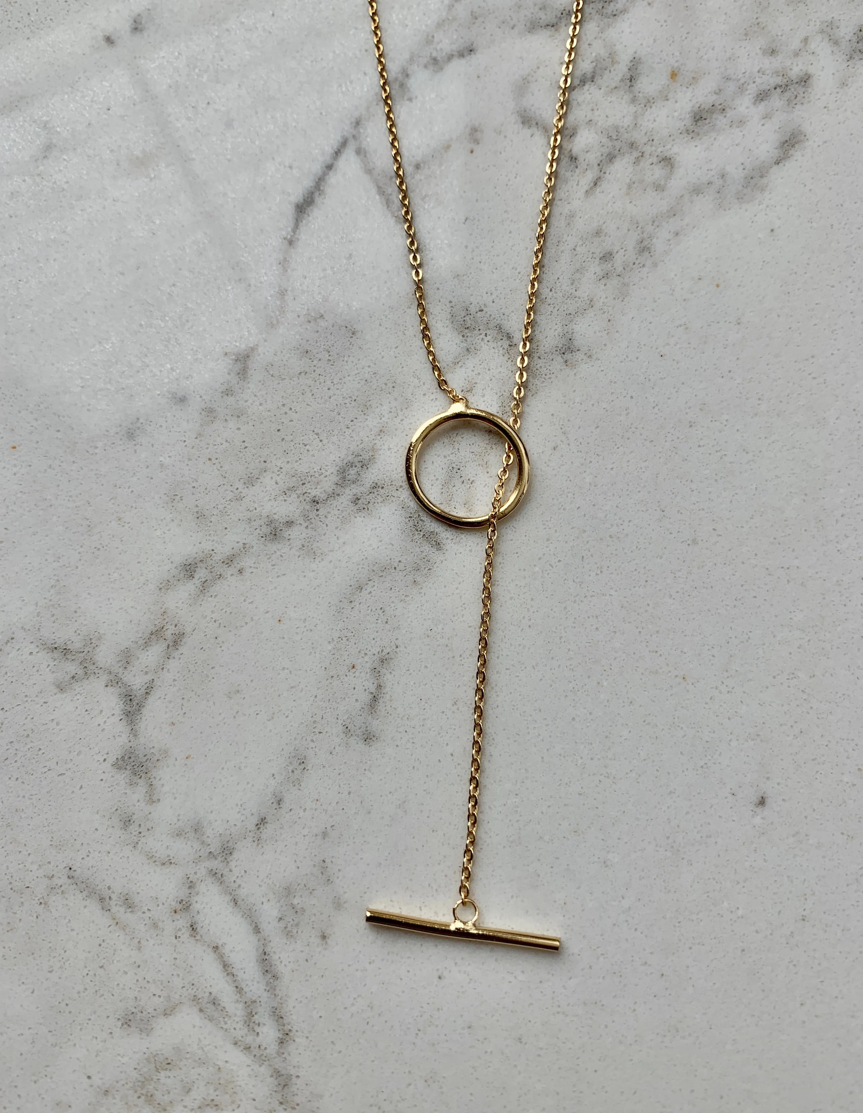 Gold Lariat Chain Necklace