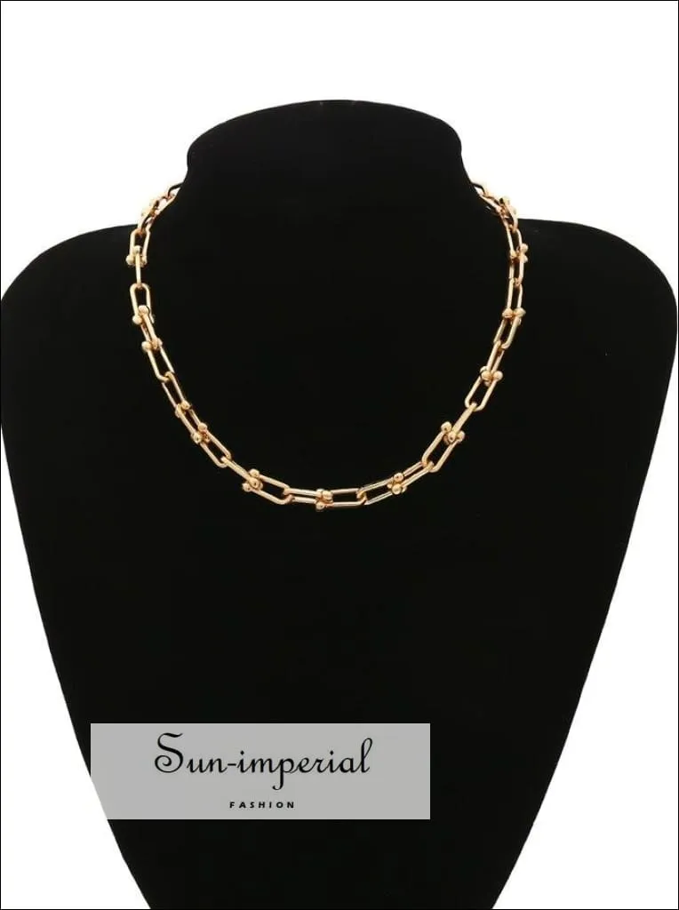 Gold/silver Plated U Shape Chain Choker Necklaces for Women