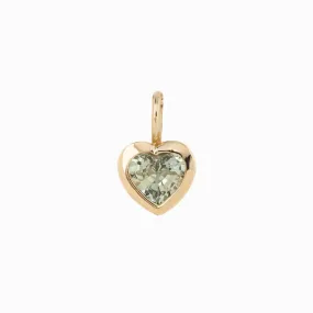 Green Sapphire Heart Charm 14K Gold