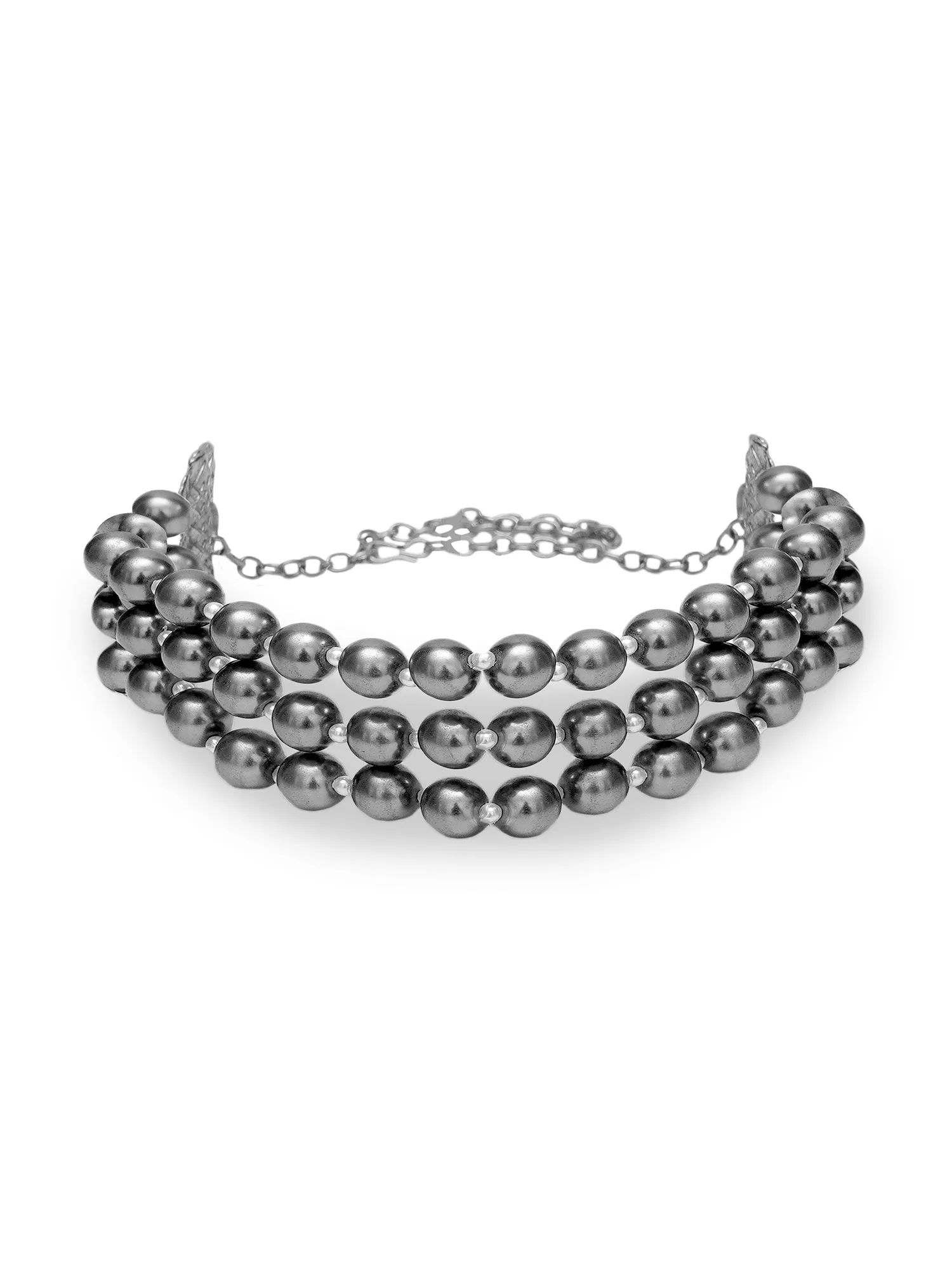 Grey Pearl Beaded Choker Necklace