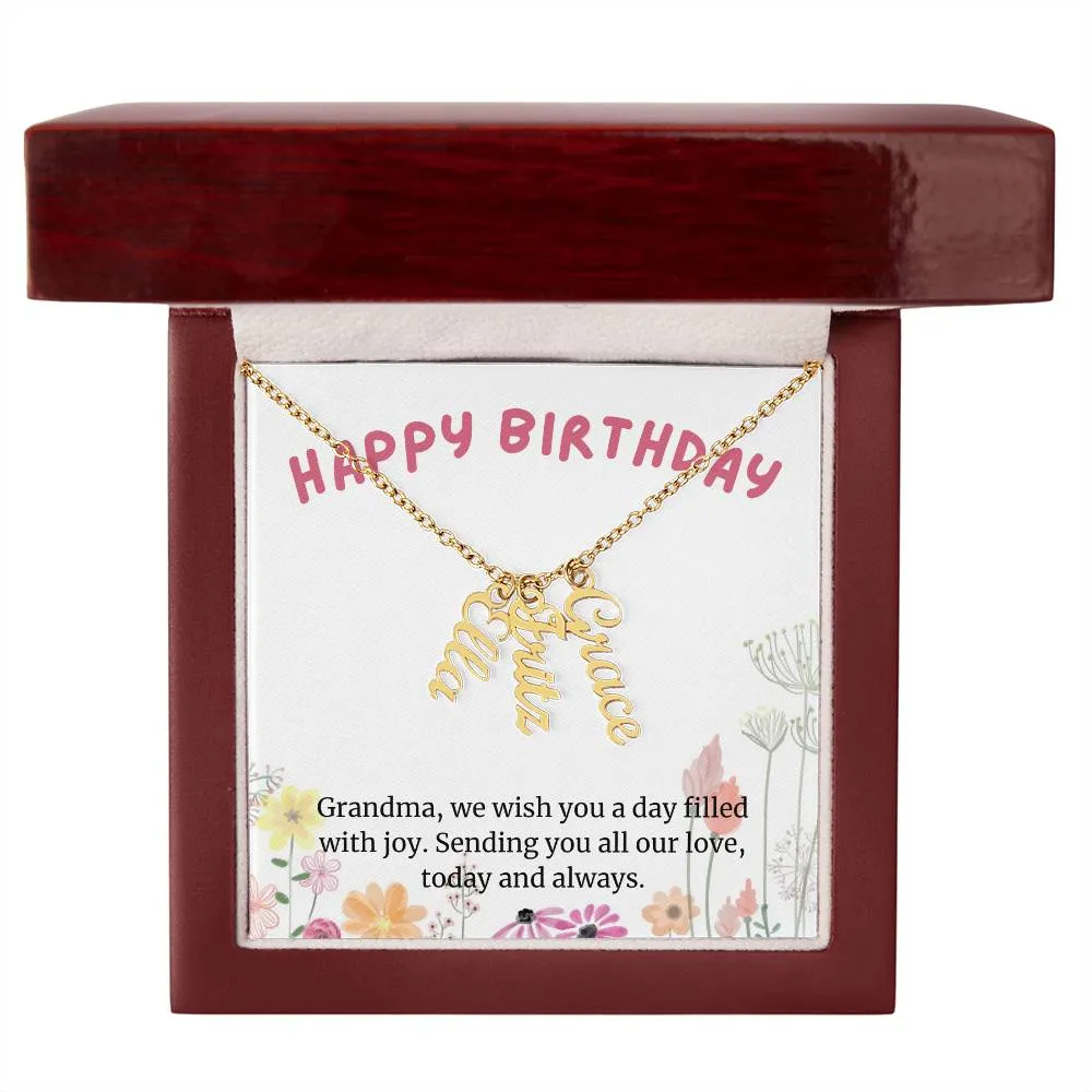 Happy Birthday Grandma Gift, Custom Multi Grandchildren Name Necklace