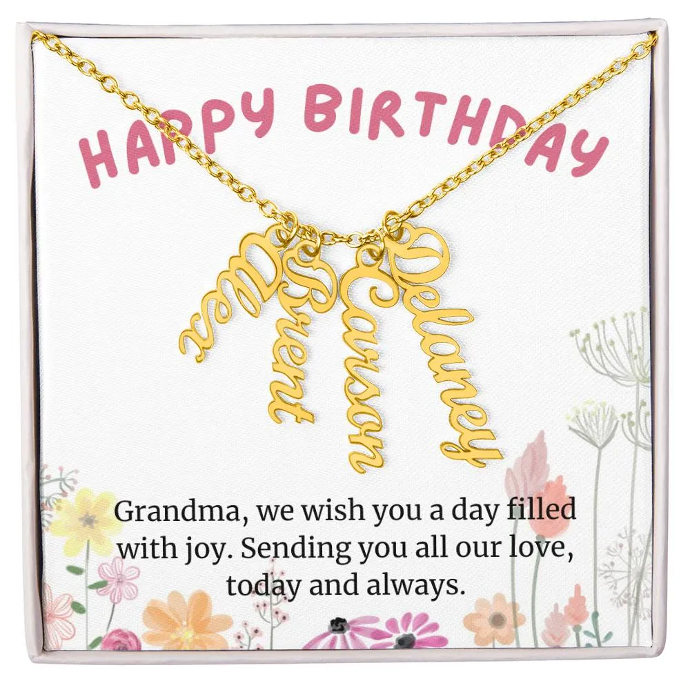 Happy Birthday Grandma Gift, Custom Multi Grandchildren Name Necklace